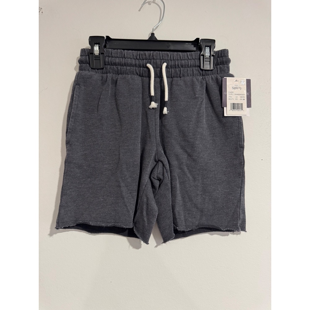 Grayson Threads Knit Shorts Boys Size S (6/7) Gray Raw Hem Drawstring